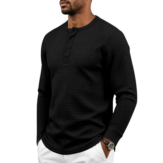 Herren Strukturiertes Waffel-Thermalshirt mit Henley-Knopfleiste und gerundetem Saum Shop Nory