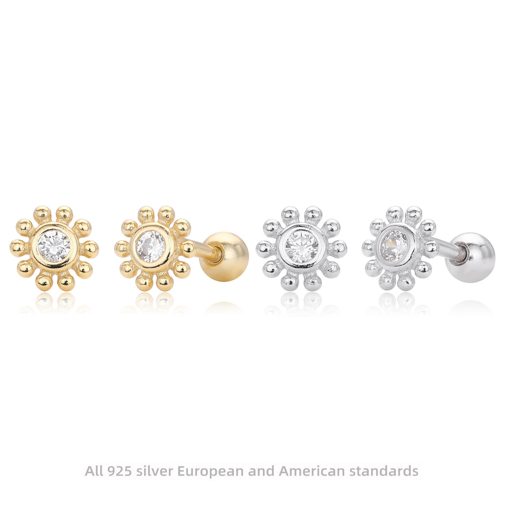 Damen Ohrstecker im floralen Design aus 925 Sterling Silber mit funkelndem Zirkon Shop Nory
