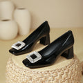 Damen Elegante Pumps mit funkelndem Schmuckdetail und komfortablem Blockabsatz Shopnory