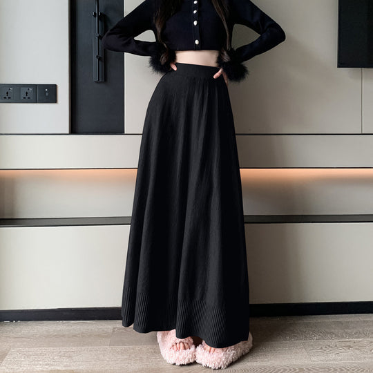 Damen Eleganter Maxirock mit Plisseefalten und elastischem Bund Shop Nory