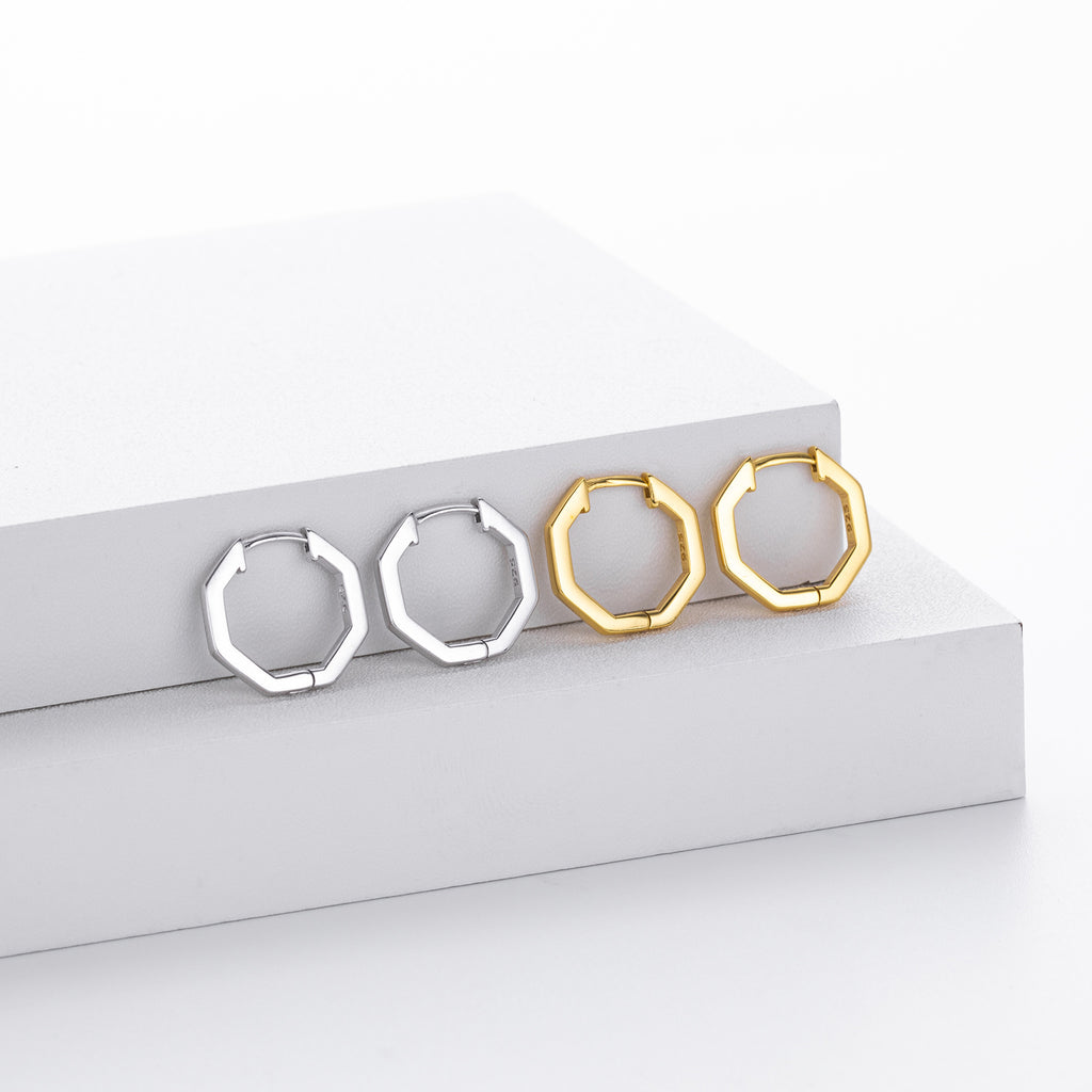 Damen Geometrische Creolen aus vergoldetem 925 Sterling Silber Shop Nory