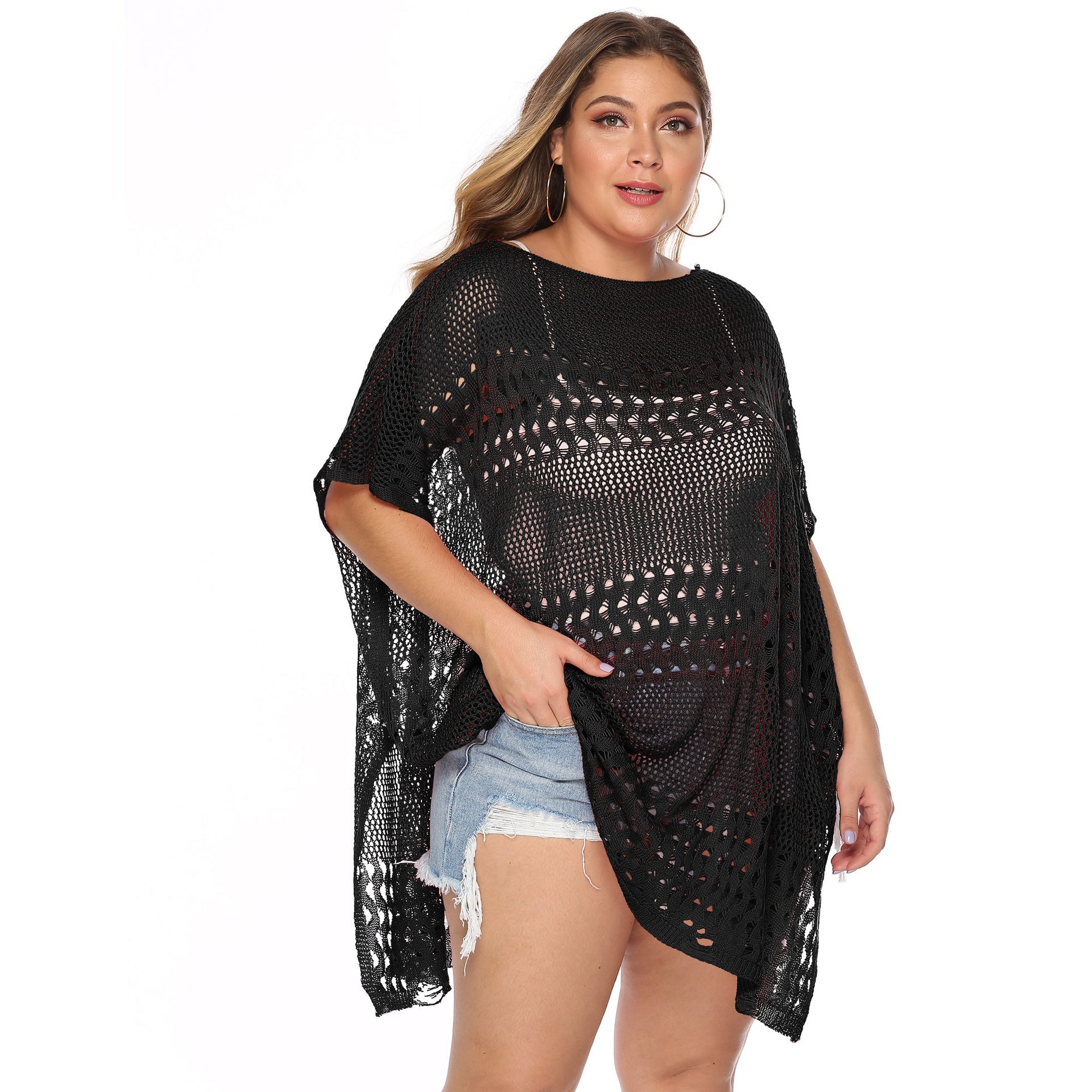 Damen stylischer Häkel-Strandüberwurf