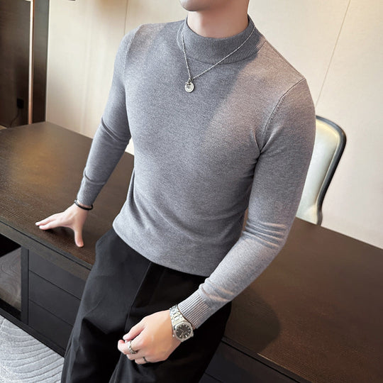Herren modischer Pullover mit hohem Kragen und eleganter Passform