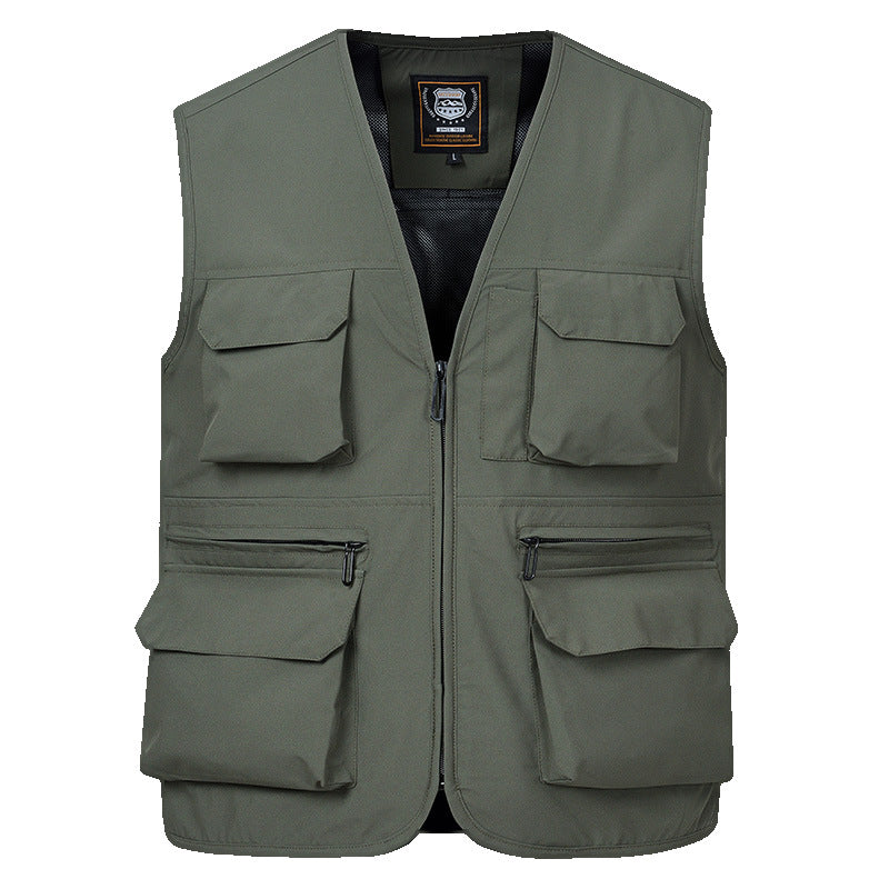 Herren Multitaschen-Utility-Weste mit durchgehendem Reißverschluss, atmungsaktivem Mesh-Futter und großvolumigen Klapp- und Reißverschlusstaschen Shop Nory