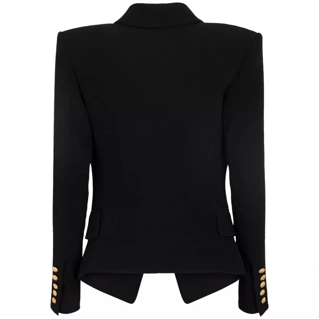 Damen Figurnaher Smokingblazer im Tailoring mit betonter Schulter und goldener Zierknopfleiste Shop Nory