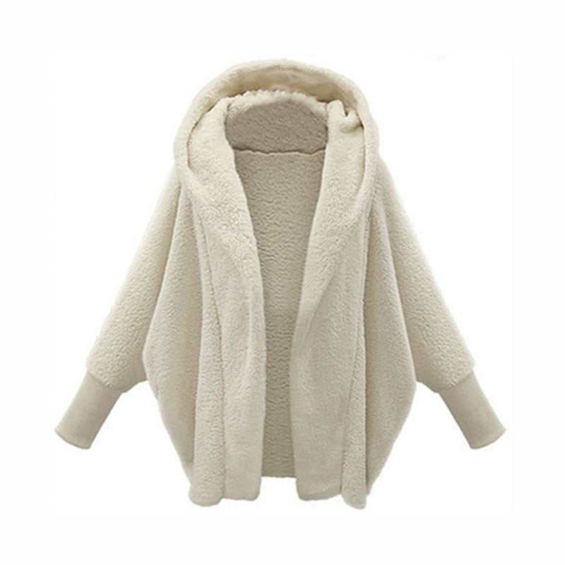 Damen Kuscheliger Oversize-Kapuzencardigan aus Teddyfleece mit Fledermausärmeln Shop Nory