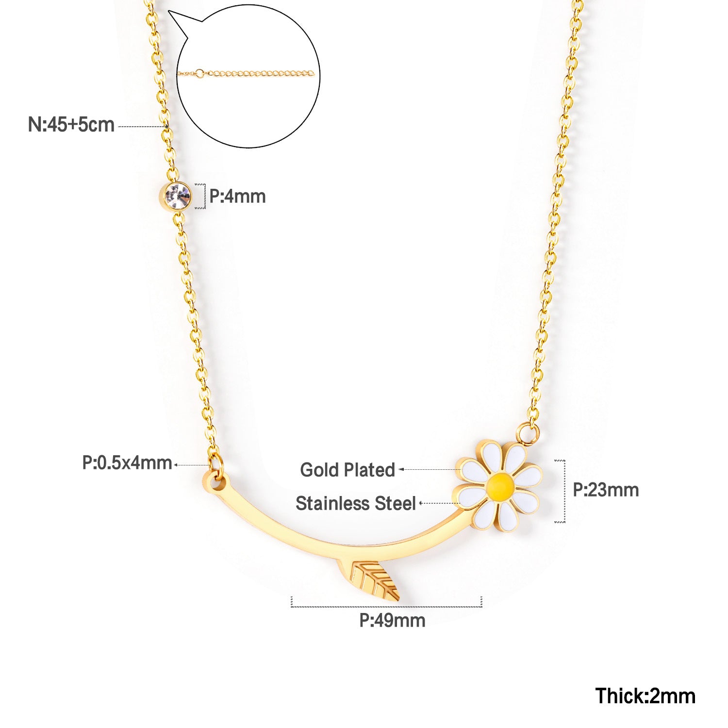 Damen schmückendes Armband mit verspieltem Margaritenmotiv und hochwertiger Edelstahloberfläche Shop Nory