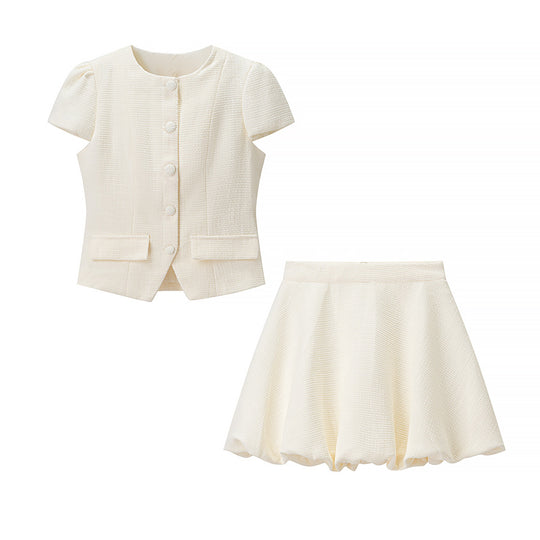 Damen Figurbetontes Tweed-Minikleid mit Schößchen und Knopfleiste Shop Nory