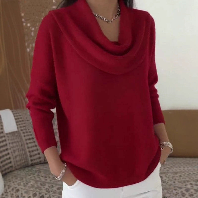 Damen Stylischer Bootcut Pullover mit Wasserfall-Ausschnitt Shop Nory