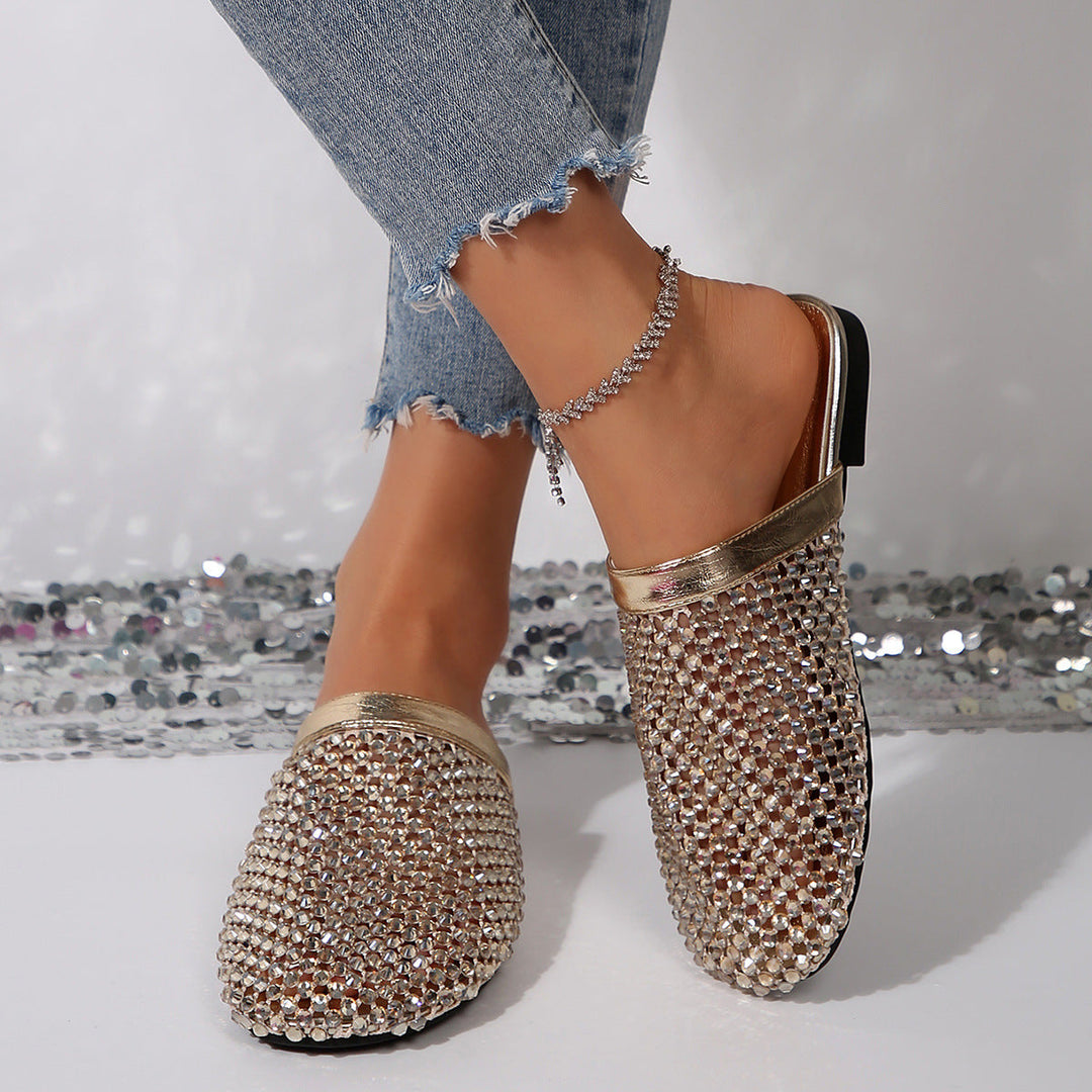 Damen Glamouröse Mules mit funkelnden Strassverzierungen