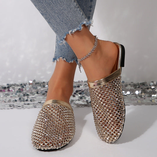 Damen Glamouröse Mules mit funkelnden Strassverzierungen