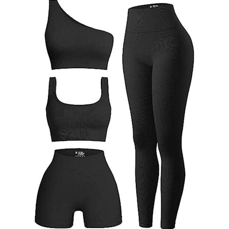 Damen Sportliches 3-teiliges Set mit trendigen Oberteilen und Leggings Shopnory