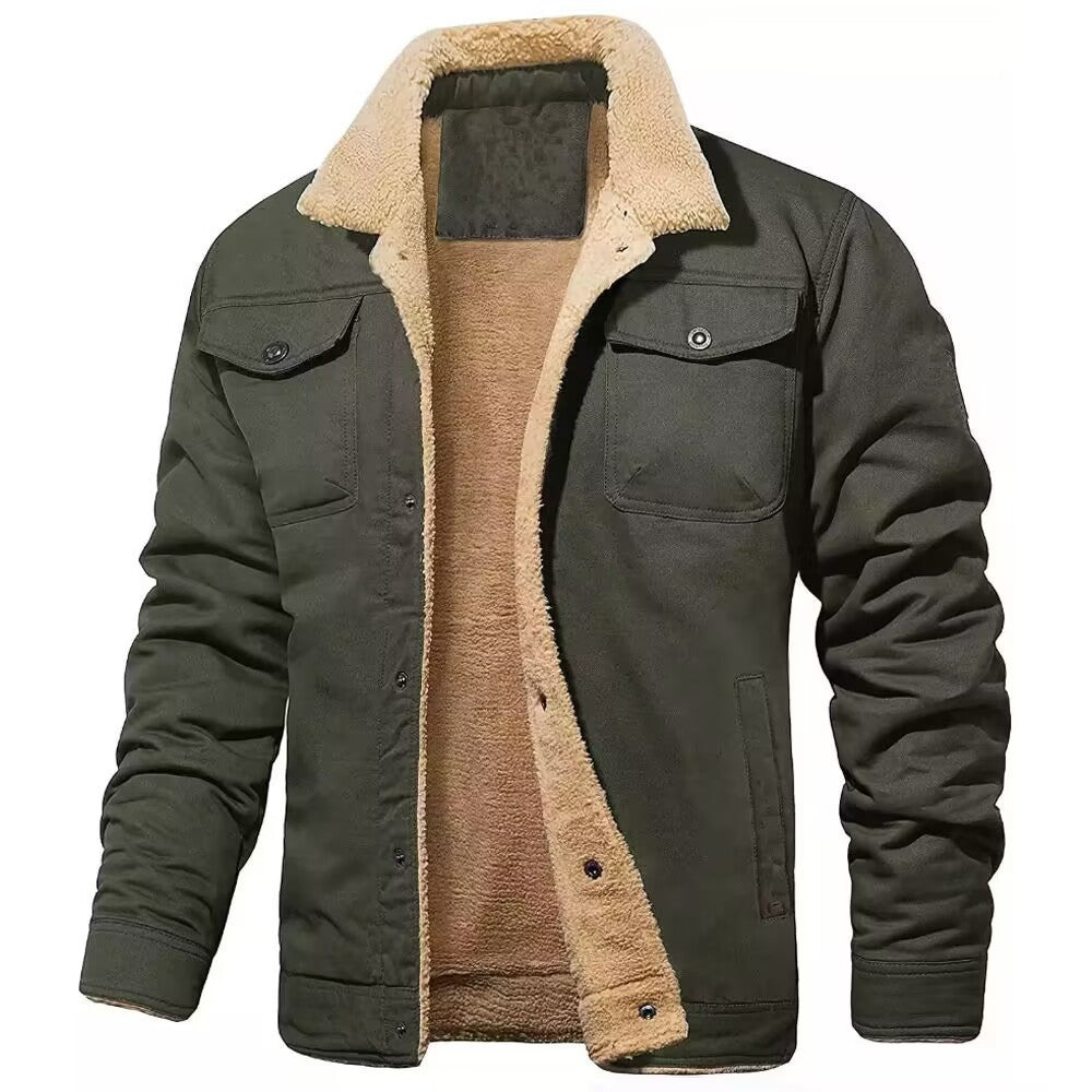 Herren robustes Canvas-Blouson mit durchgehendem Sherpa-Innenfutter und Hemdkragen Shop Nory