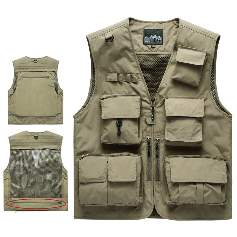 Herren Multifunktionale Outdoor‑Utilityweste mit Mesh‑Rücken, Mehrfach‑Fronttaschen und durchgehendem Reißverschluss Shop Nory