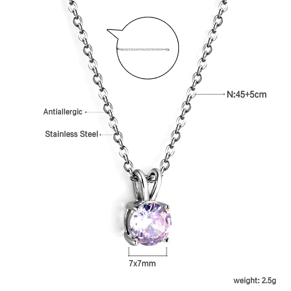 Damen Halskette mit funkelndem, antiallergischem Edelstein aus Edelstahl Shop Nory