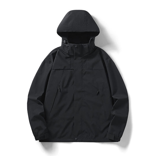 Herren zweifarbige leichte Softshell-Outdoorjacke mit Kapuze, wind- und wasserabweisender Membran Shop Nory