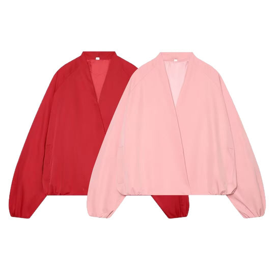 Damen Leichte Cropped-Bomberjacke im Boxy‑Schnitt mit offenem Kimono‑Verschluss Shop Nory