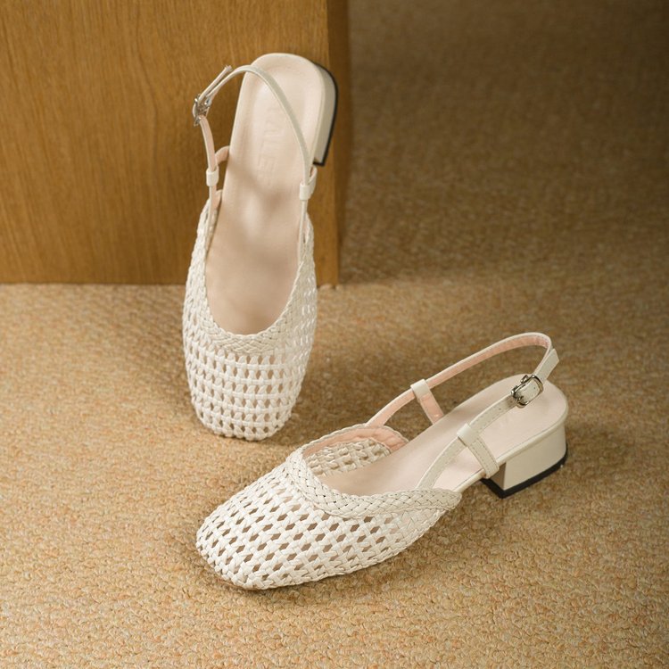 Damen Slingback-Pantoletten mit luftiger WShopnorystruktur und bequemer Absatzhöhe