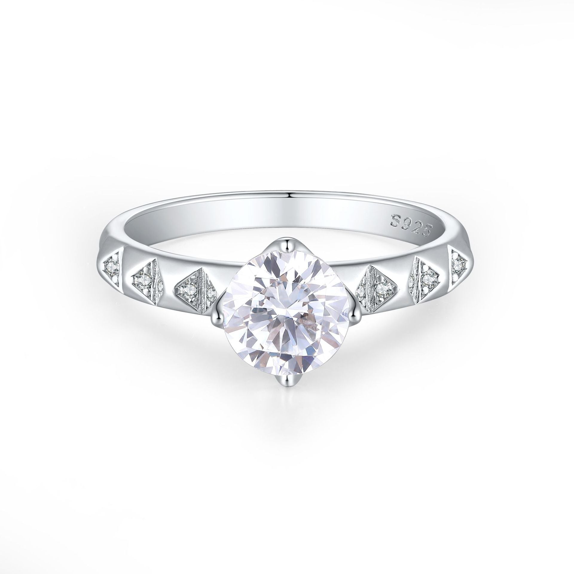 Damen eleganter Verlobungsring mit funkelndem Zirkonia-Besatz Shop Nory