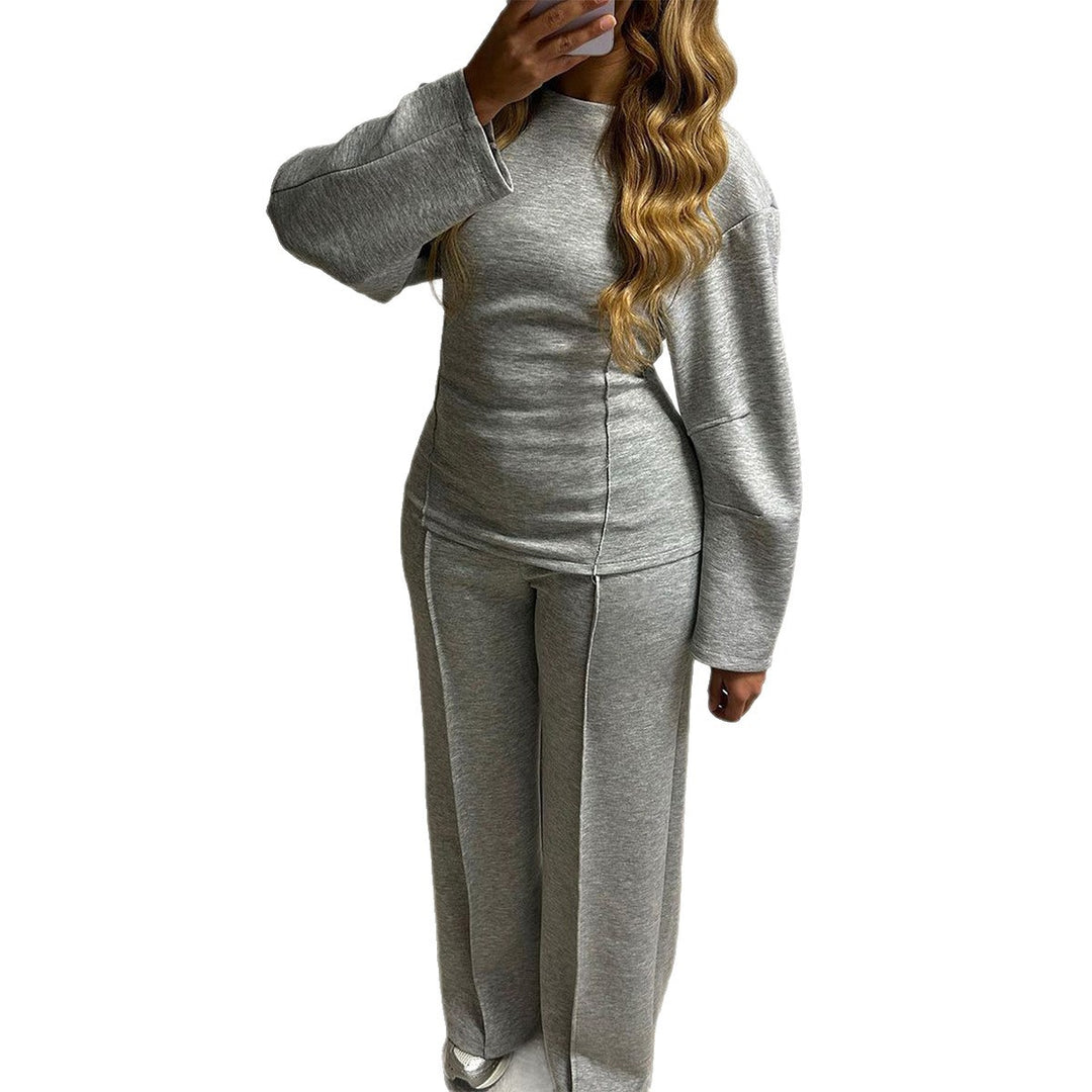 Damen nan weiches Lounge-Set mit tailliertem Sweatshirt, formgebenden Nahtdetails und weitem Palazzohosen-Bein Shop Nory
