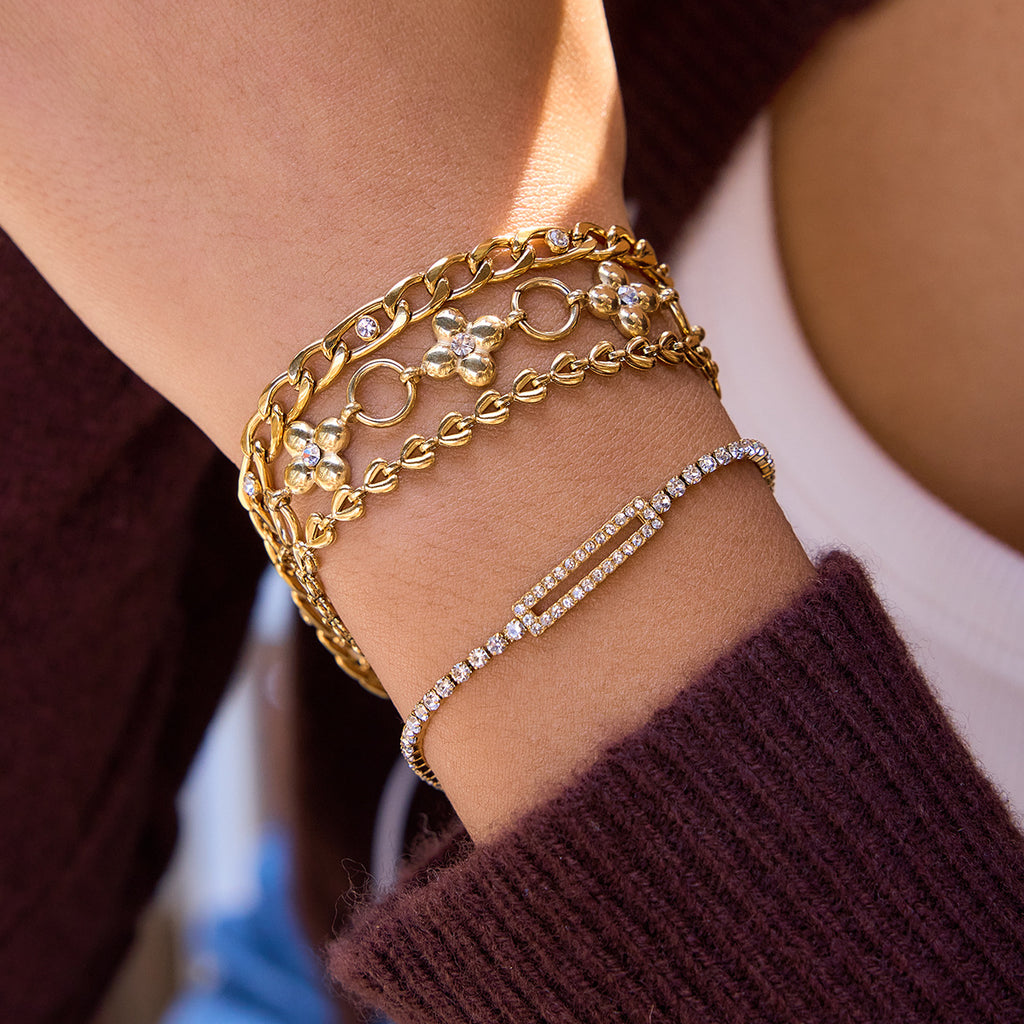 Damen Armband mit floralem Design aus hypoallergenem Edelstahl Shop Nory