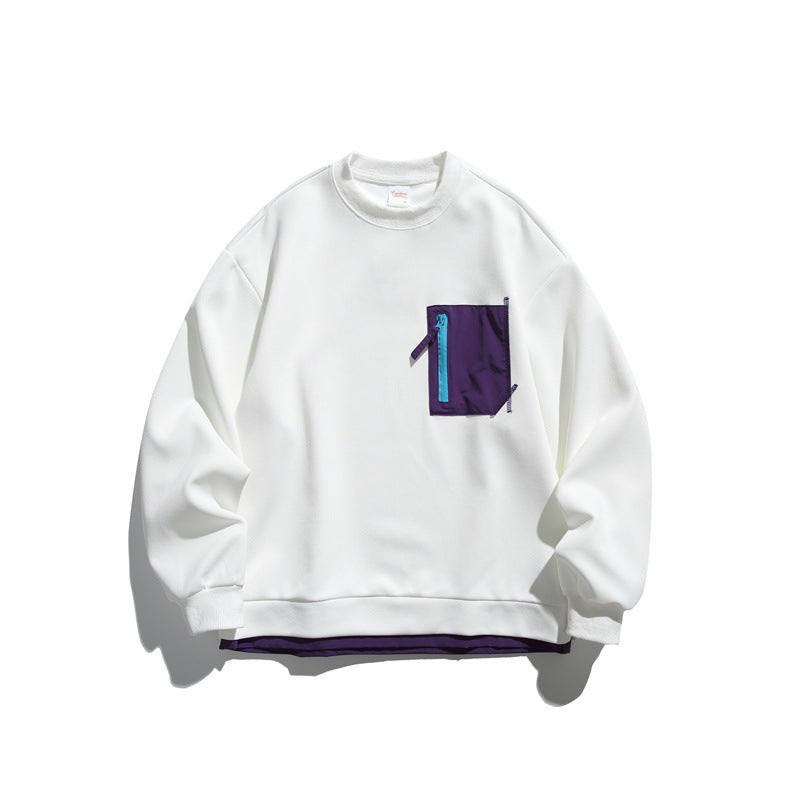 Unisex Oversize-Sweatshirt mit kontrastierter Reißverschluss-Brusttasche und doppellagigem Saum Shop Nory