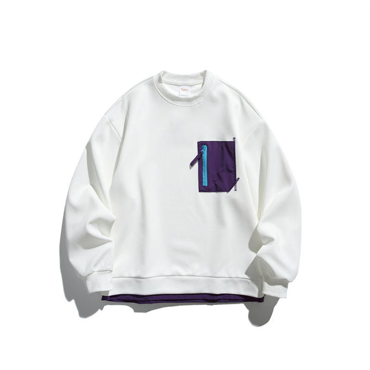 Unisex Oversize-Sweatshirt mit kontrastierter Reißverschluss-Brusttasche und doppellagigem Saum Shop Nory