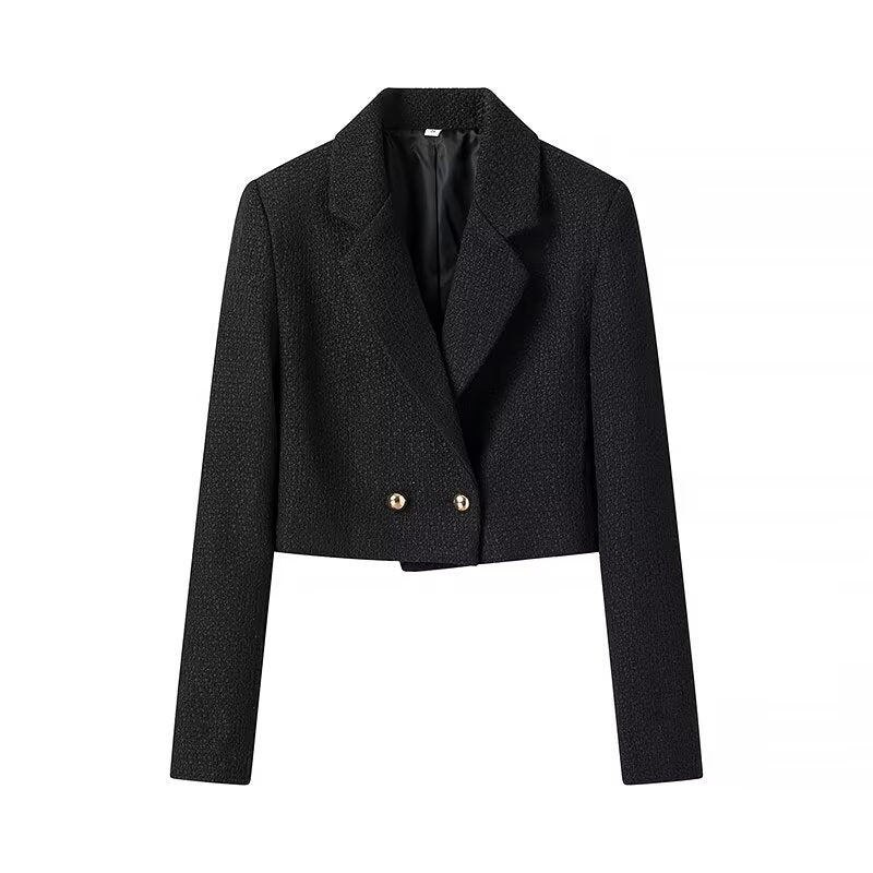 Damen Kurz geschnittener Bouclé-Blazer mit taillierter Silhouette und Doppelknopf Shop Nory