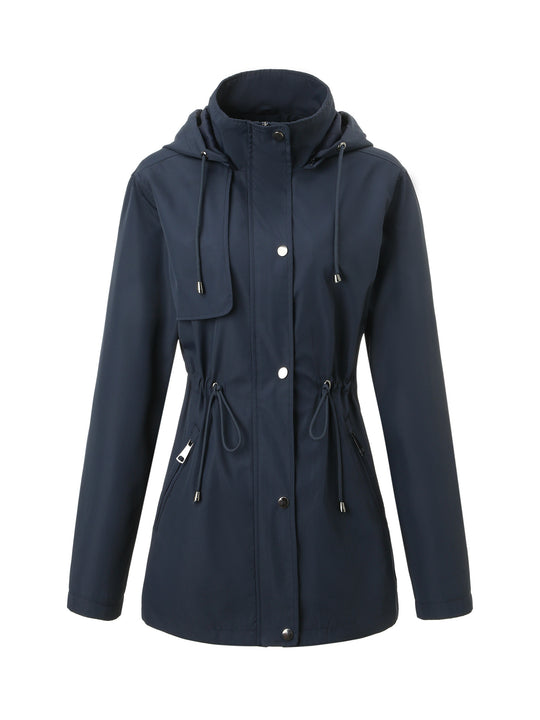 Damen Leichter Regenparka mit Kapuze und Taillenzug Shop Nory