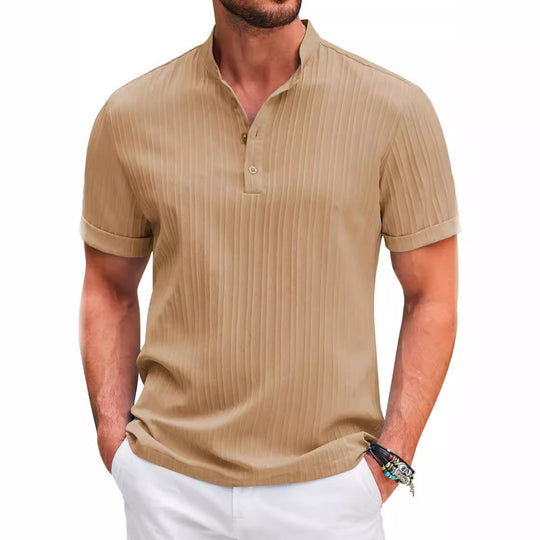 Herren Kurzarm Henley-T-Shirt mit strukturiertem Design