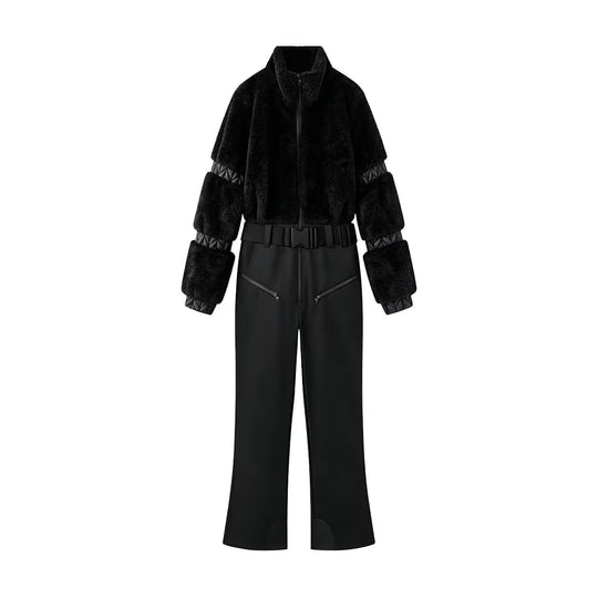 Damen Winterlicher Utility-Overall mit Teddyjacke, hohem Bund und Gurt Shop Nory