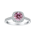 Damen Ring mit funkelndem pinkem Hauptstein und eleganten Zirkonia-Details Shop Nory