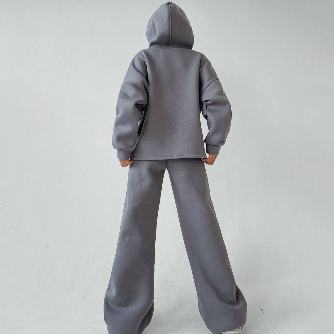 Damen zweiteiliges Lounge-Set mit sculpting High Waist Palazzohose und oversized Kapuzenhoodie Shop Nory