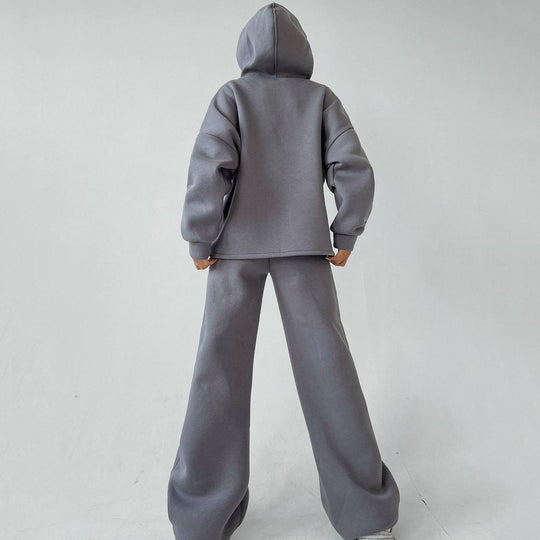 Damen zweiteiliges Lounge-Set mit sculpting High Waist Palazzohose und oversized Kapuzenhoodie Shop Nory