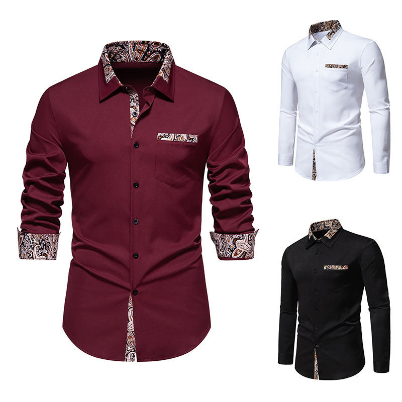 Herren Langarmhemd mit eleganten Paisley-Mustern
