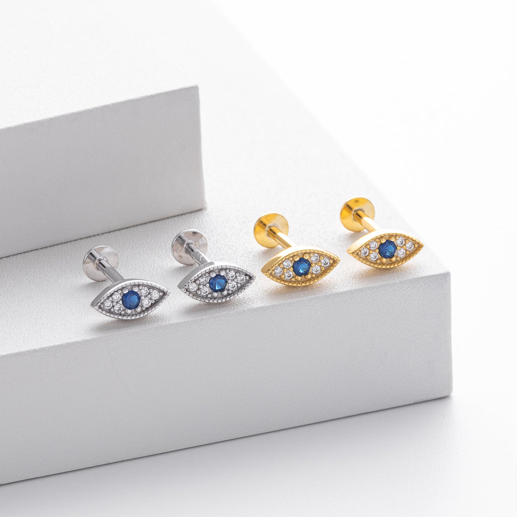 Damen Ohrstecker im eleganten Augendesign aus hochwertigem 925 Sterling Silber mit Zirkonbesatz Shop Nory