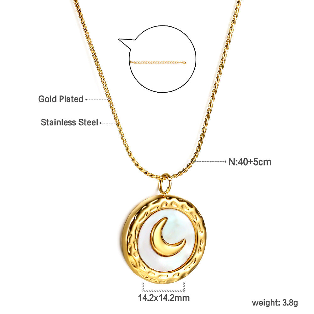 Damen elegante Halskette mit funkelndem Anhänger aus Edelstahl und goldplattierter Kette Shop Nory