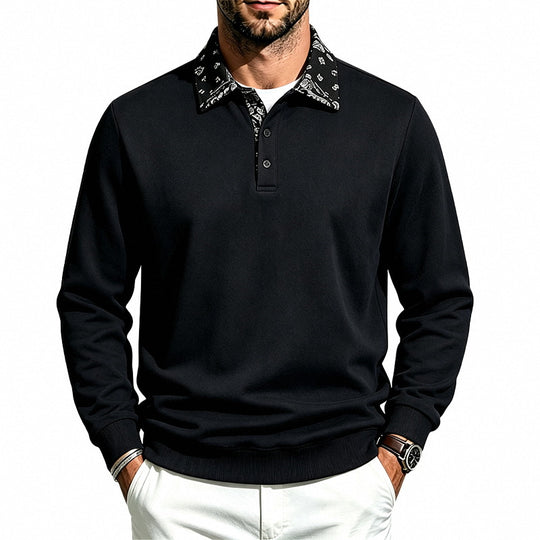 Herren Langarm-Polo aus Baumwollmischung mit kontrastierendem Hemdkragen Shop Nory