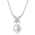 Damen Halskette mit elegantem Perlenanhänger und funkelnden Zirkonia-Details Shop Nory