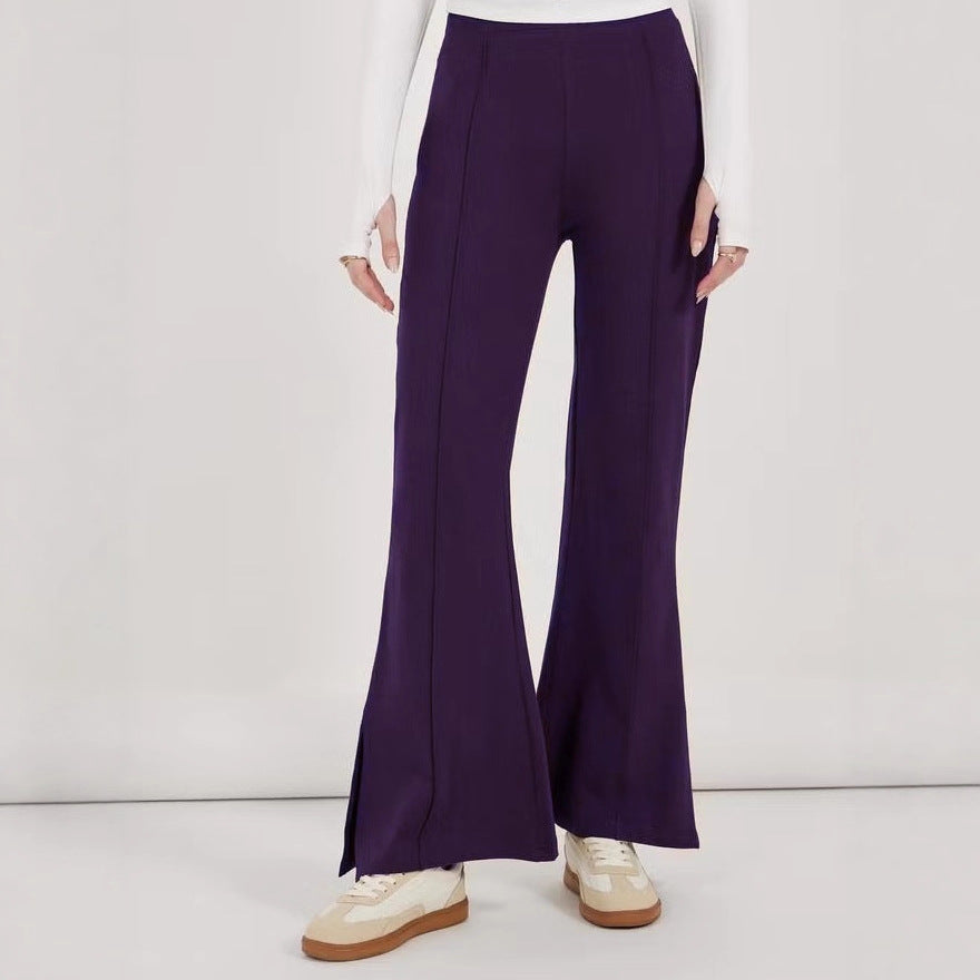 Damen Flair-Hose mit hoher Taille, durchgehender Bügelfalte und seitlichem Saumschlitz Shop Nory