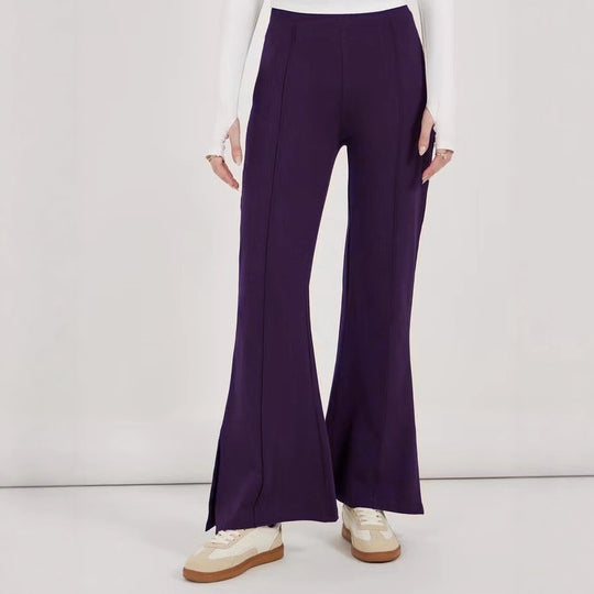 Damen Flair-Hose mit hoher Taille, durchgehender Bügelfalte und seitlichem Saumschlitz Shop Nory