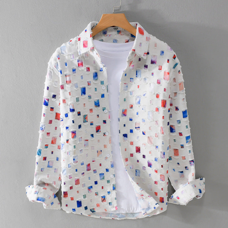 Unisex Leichtes Strukturhemd mit quadratischen Cut-Outs und Oversize-Schnitt Shop Nory