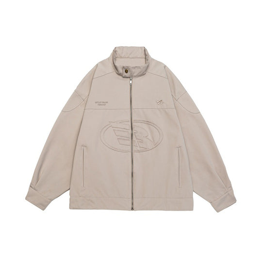 Unisex Boxy-Zipjacke im Oversized-Cut mit Stehkragen und tonaler Logoprägung Shop Nory