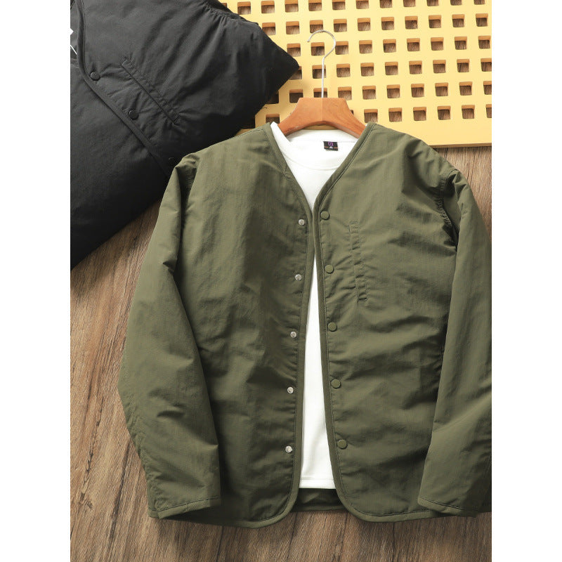 Herren Leicht wattierte Thermo-Linerjacke mit Druckknopfverschluss und gerundetem Saum Shop Nory