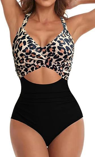 Damen Cut-Out Badeanzug mit Kreuzgurt