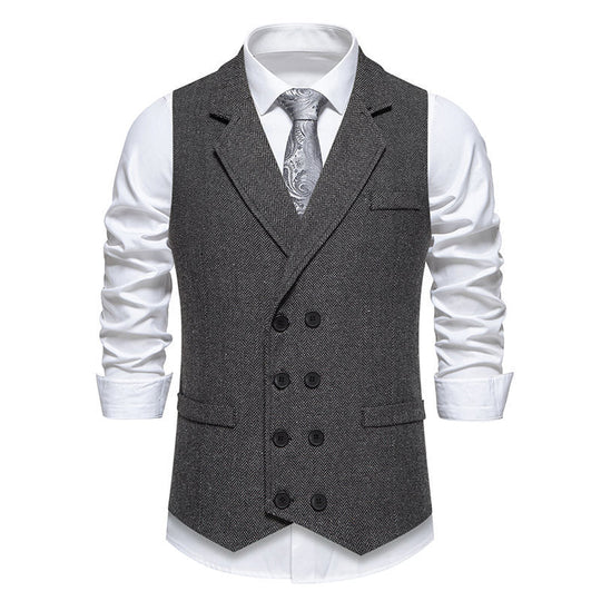 Herren elegante Herringbone-Weste mit doppelter Knopfleiste
