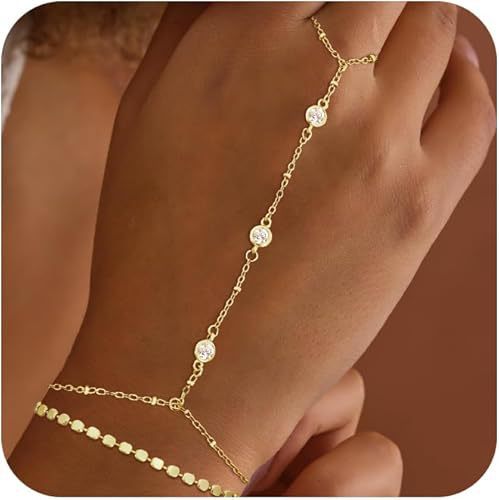 Damen Handkette mit funkelnden Zirkonia-Elementen und eleganter Gliederkette Shop Nory