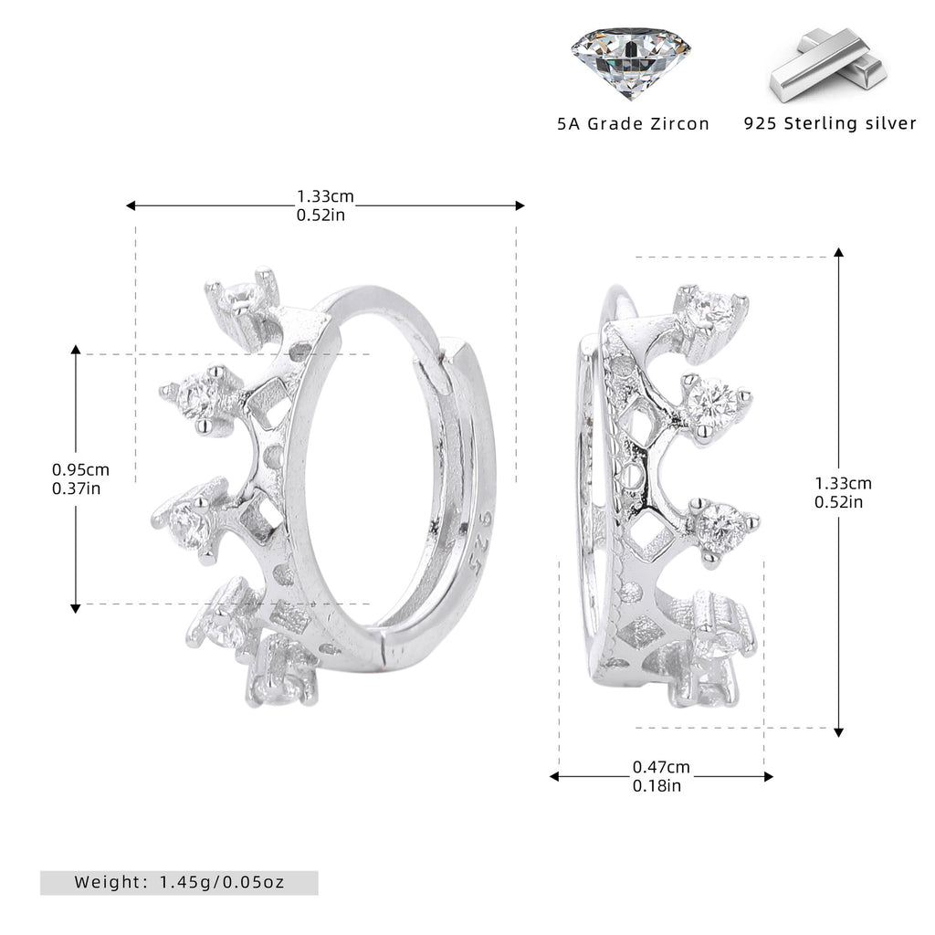 Damen Creolen mit funkelndem Zirkon und elegantem Kronen-Design Shop Nory