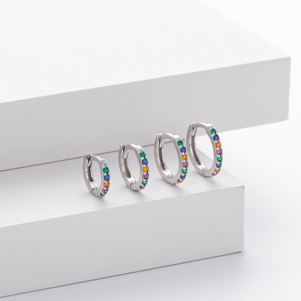 Damen Creolen mit buntem Zirkonbesatz aus hochwertigem 925 Sterling Silber Shop Nory