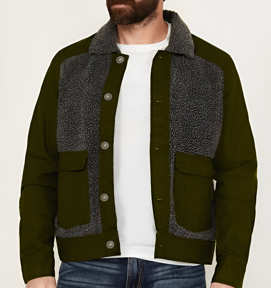 Herren Overshirt-Jacke mit Teddyfutter, aufgesetzten Pattentaschen und Knopfleiste Shop Nory